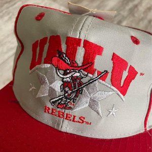 Vintage w/ Tag 90s UNLV Rebels 5 Panel Snapback Hat University Nevada Las Vegas
